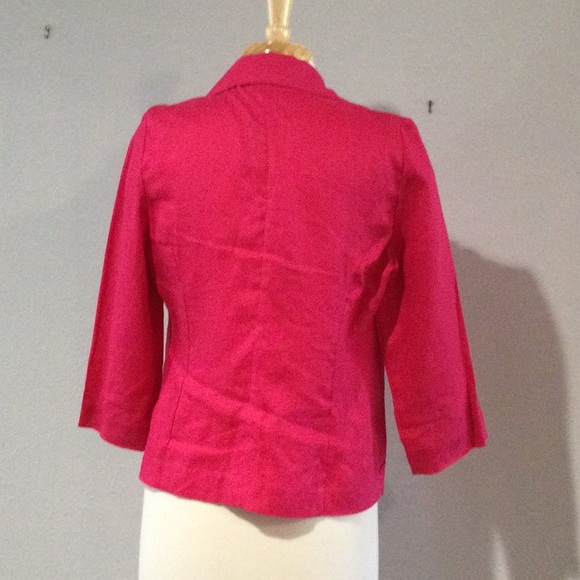 Chico's Hot Pink Cutout Linen Open Front Jacket Size 0/S/4 - Picture 9 of 16